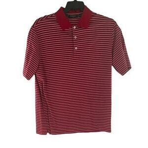 Bobby Jones Polo Shirt Men's Size Medium Short Sleeve Striped Quarter Button Top